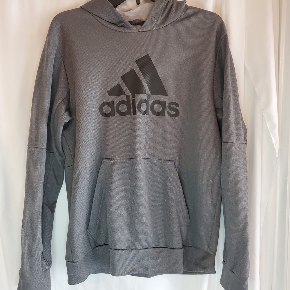 ADIDAS Mens Graphicβ Hoodie Hooded Sweatshirt Medium Grey Cotton Aeroready
